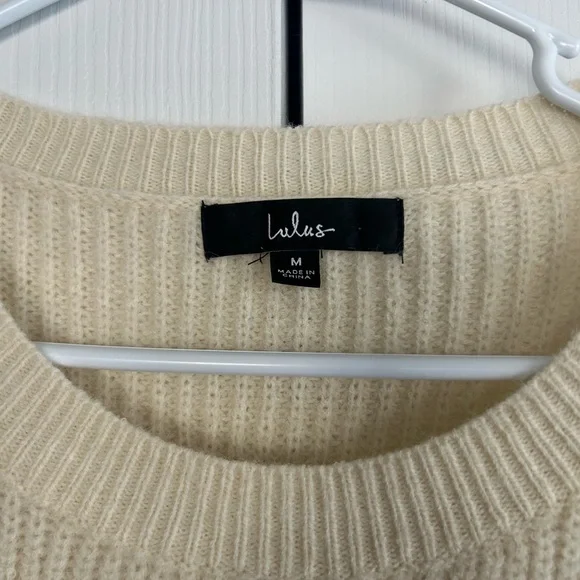 Lulu's Cream Ribbed Sweater Dress - Picture 2 of 3